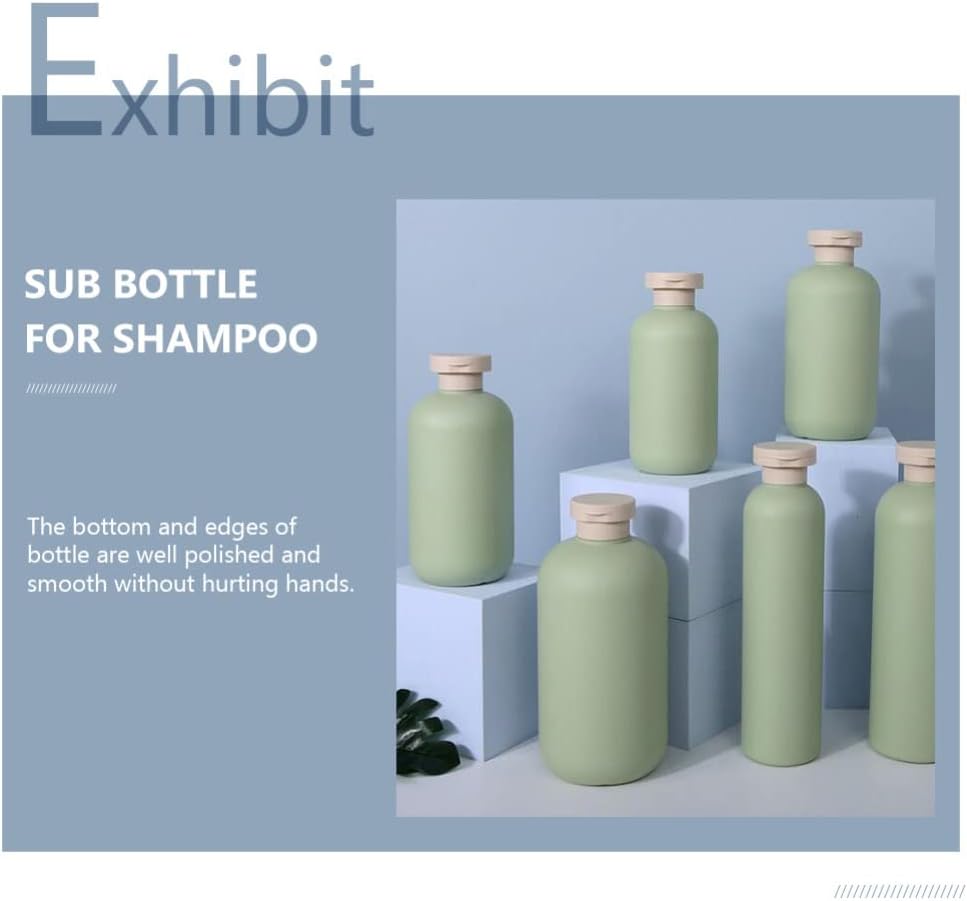 Lurrose Botellas exprimibles con tapa abatible, 3 recipientes de cosméticos recargables, botellas de champú y acondicionador de viaje para artículos