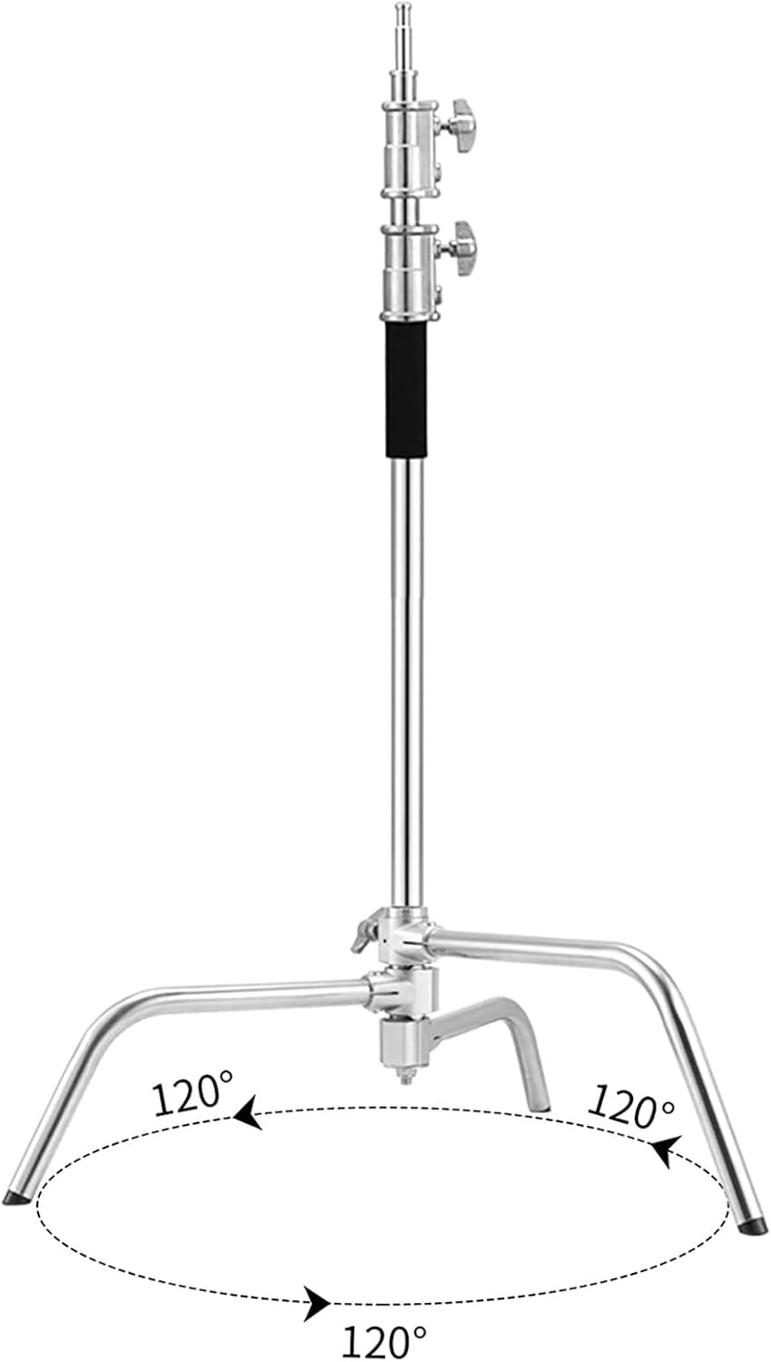 Soporte en C resistente de acero inoxidable con brazo de pluma Altura máxima 10.8 pies129.9 in, soporte de luz ajustable para fotografía con brazo