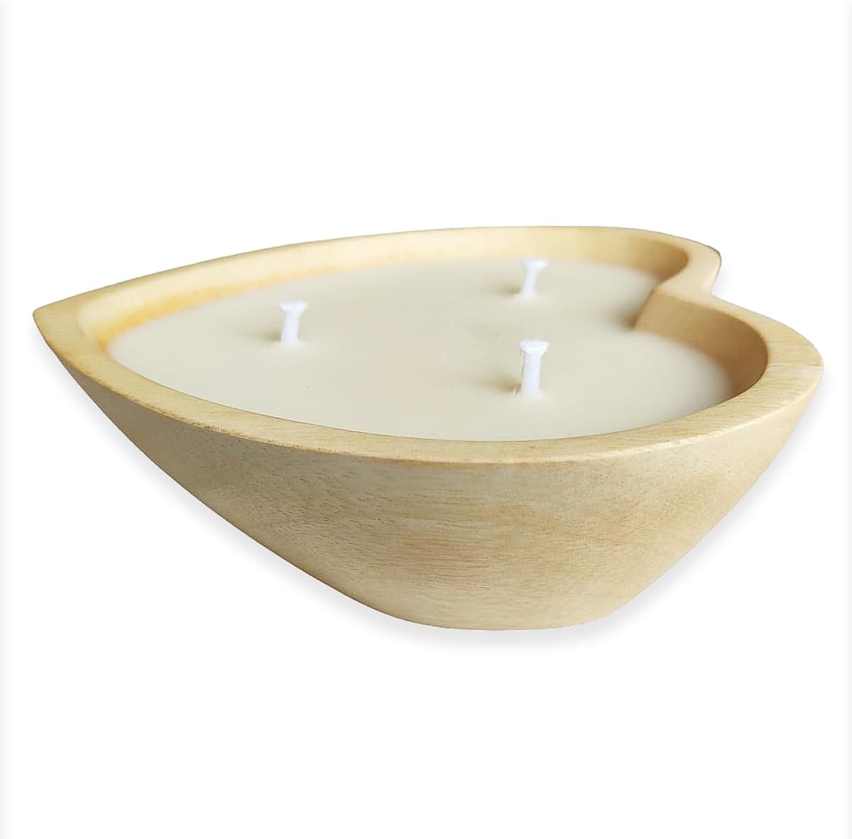 Vela de cuenco de madera en forma de corazón de 6 pulgadas con cera de soja, 3 mechas de 5 onzas, velas decorativas para aniversario, compromiso,