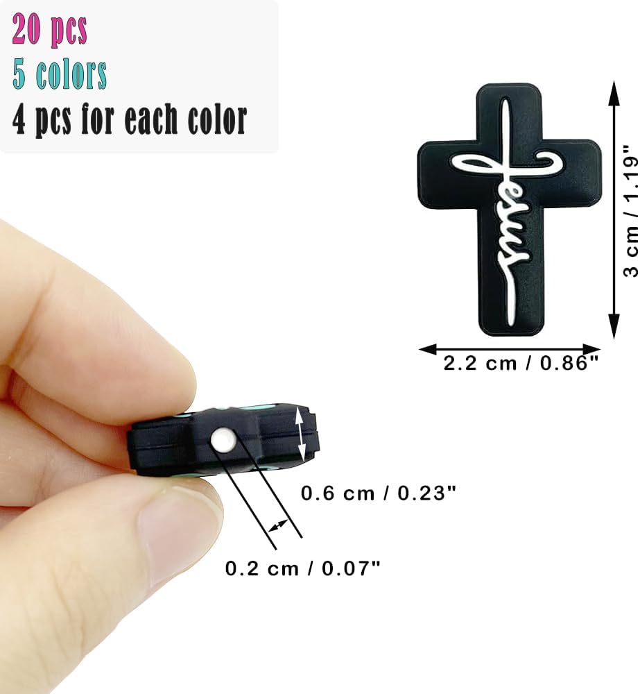 20 cuentas de silicona cruzadas de silicona con cuentas focales de mezcla de colores en forma de cruz, cuentas focales para bolígrafos, cuentas