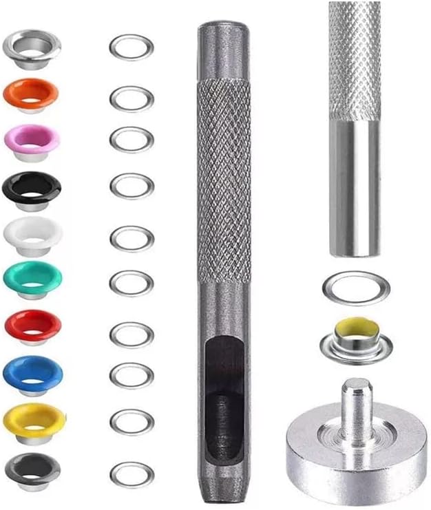 AMORNPHAN Juego de 300 ojales de metal de 0.236in y 14 pulgadas con herramienta de instalación para manualidades, ropa, zapatos