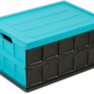 Glad Contenedor de almacenamiento plegable con tapa, caja de plástico plegable de 48 litros para garaje, maletero de coche y organización, Glad Contenedor de almacenamiento plegable con tapa, caja de plástico plegable de 48 litros para garaje, maletero de coche y organización,