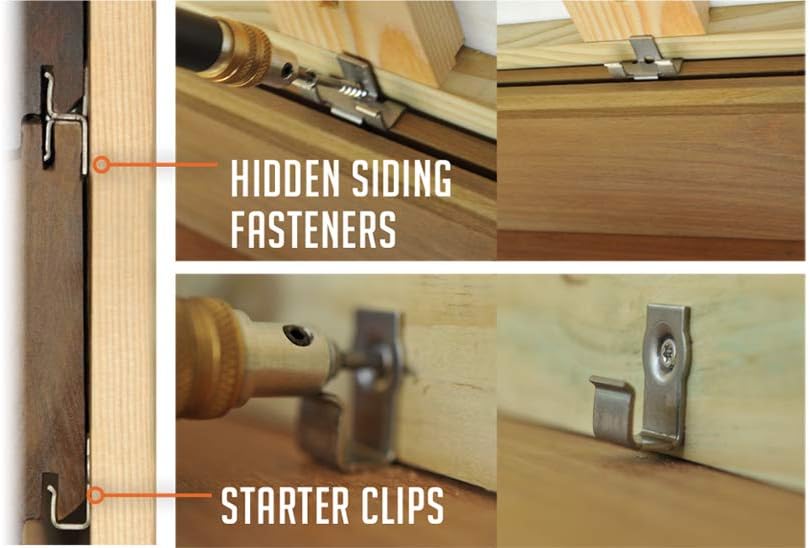 DeckWise Sujetadores laterales ocultos para maderas duras, incluye todo acero inoxidable sujetadores, clips de arranque, tornillos de 8 x 2 y broca