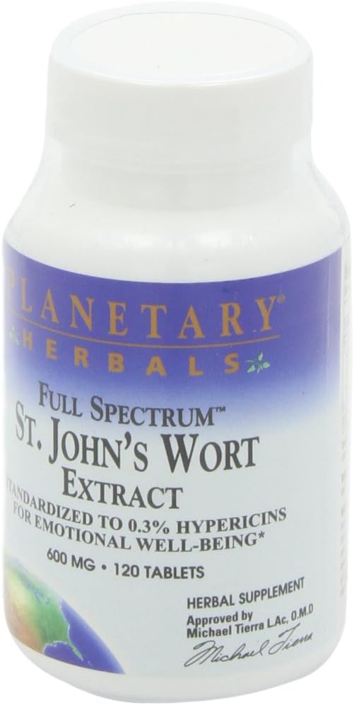 Planetary Herbals Extracto de St. John ‘s wort espectro completo 600mg, para Bienestar emocional