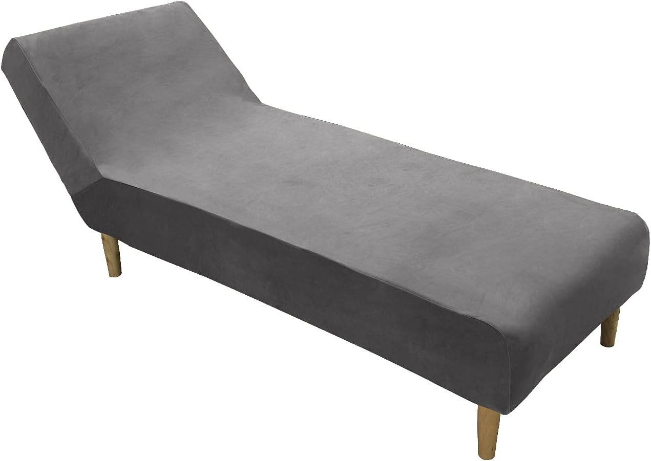 Funda elástica de terciopelo gris para tumbona sin brazos, funda para sofá reclinable, funda para muebles (gris)