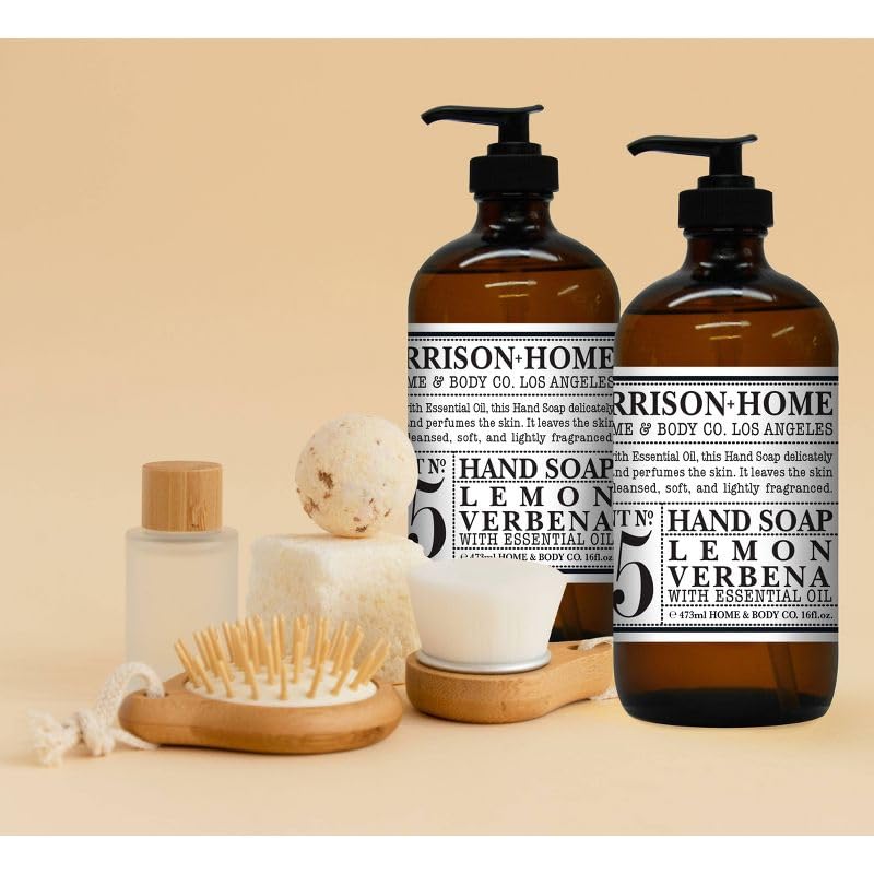 GARRISON+HOME – Presentamos el paquete de 2 jabones de manos reutilizables para botellas de vidrio enriquecidos con vibrante verbena de limón y