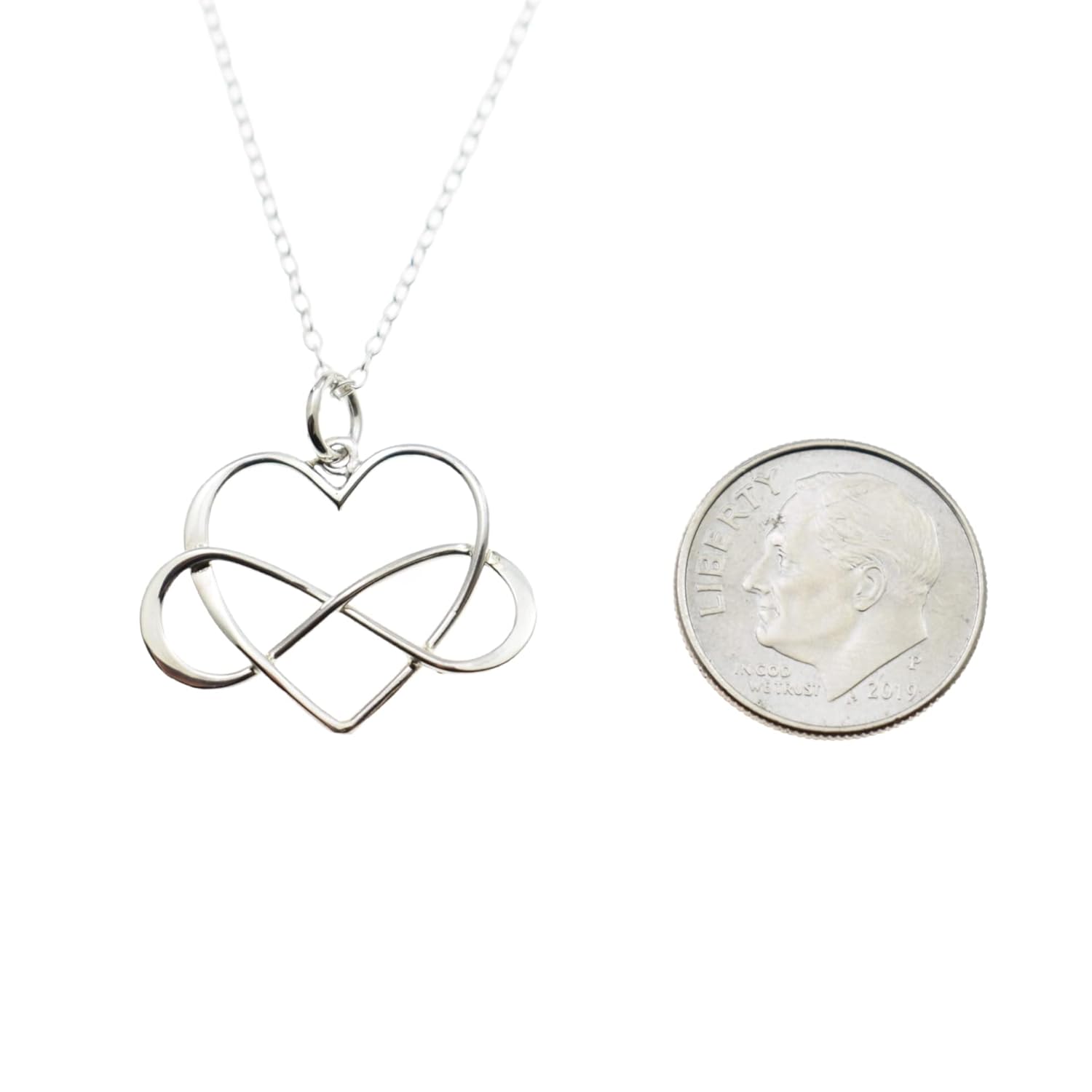 Infinity Heart Necklace, Stylish Sterling Silver Necklace, Handmade Necklaces on 18-Inch .925 Sterling Silver Chain for Women, Aunt and Niece Gift