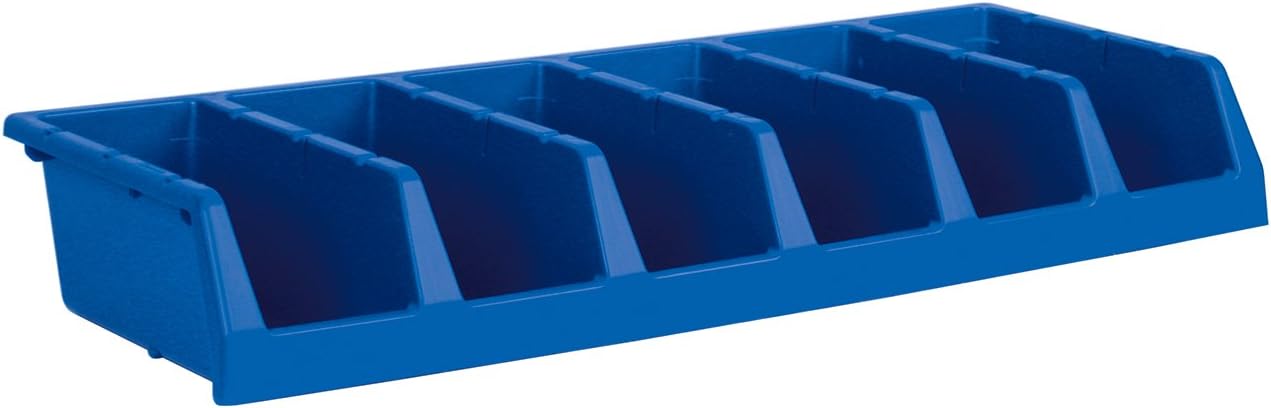 Akro-Mils 30312 System Bin – Contenedor de almacenamiento con seis compartimentos, (33 x 12 x 5 pulgadas), color azul, (paquete de 5)