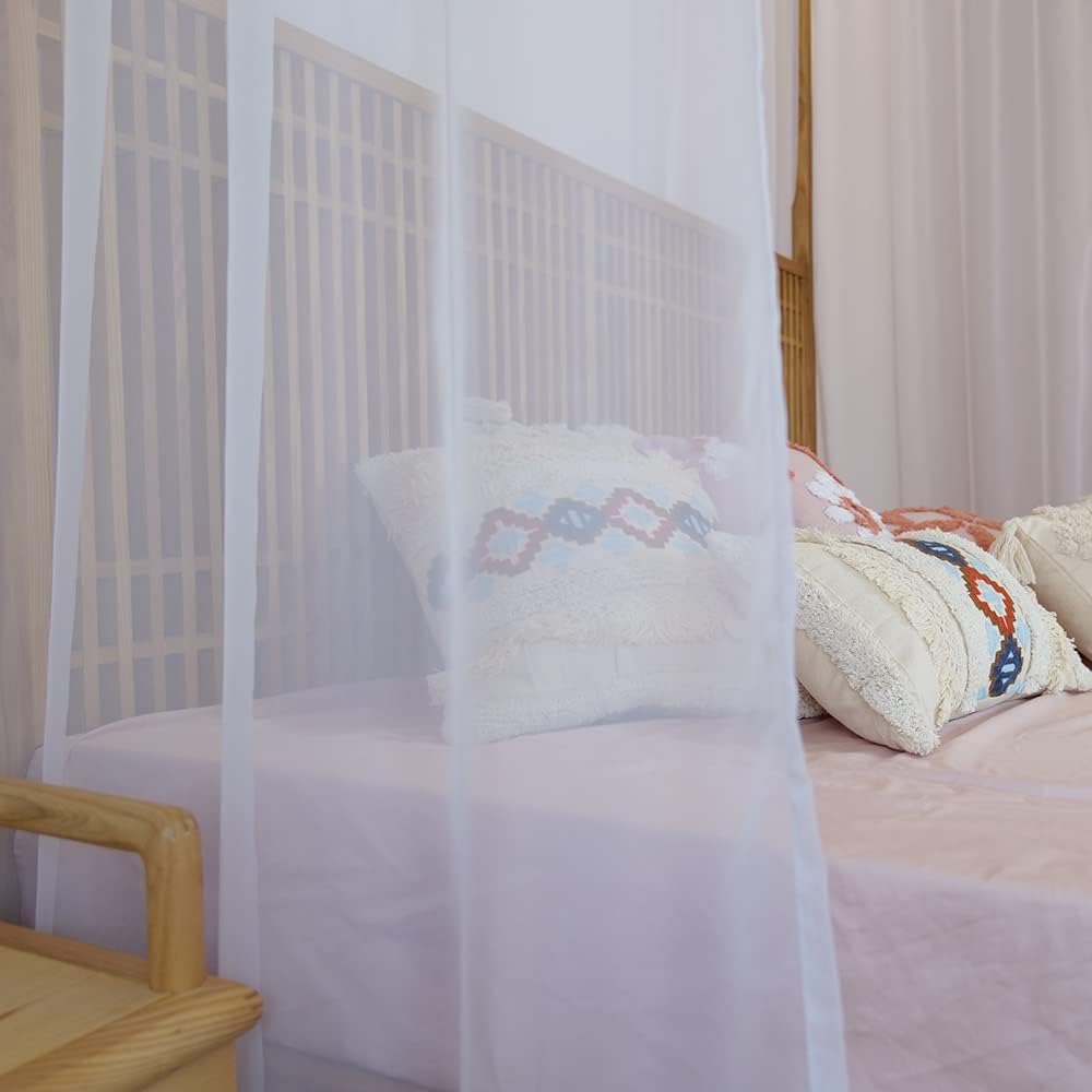 Cortinas transparentes para cama King, Queen, matrimonial y individual, toldos y cortinas de 4 esquinas para cama, cortinas con dosel, cortinas