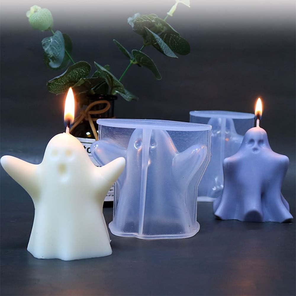 Molde de vela de Halloween Ghost Candle Mold Moldes de resina Moldes de silicona para velas fantasmas perfumadas, suministros de decoración