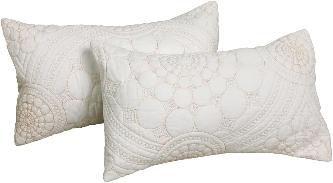 vctops Juego de 2 fundas de cojín bohemias con bordado circular para sofá y cama, fundas de cojín acolchadas de algodón suave (blanco, 12 x 20