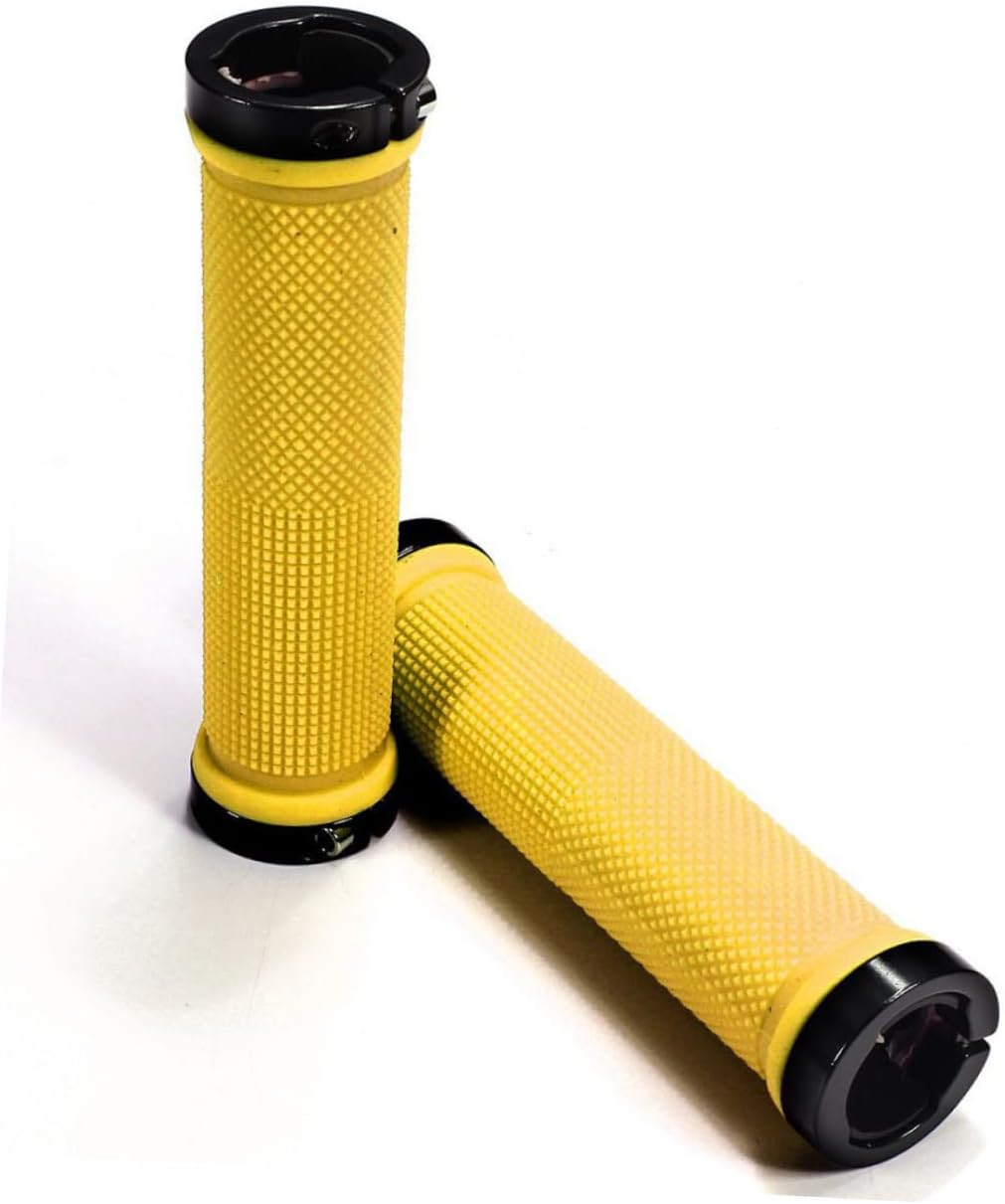 Kisangel Par de empuñaduras de bicicleta para niños, empuñaduras para manillar de bicicleta de montaña, cubierta de agarre amarillo para mango de