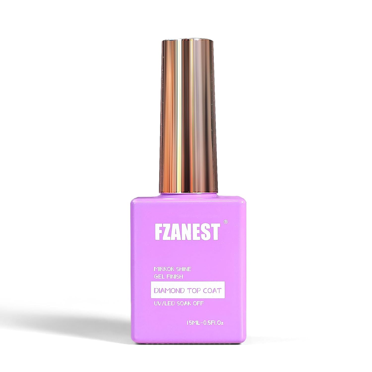 FZANEST Esmalte de uñas de gel de diamante, 0.5 onzas líquidas, capa superior transparente que no se limpia, brillo de espejo de alto brillo,