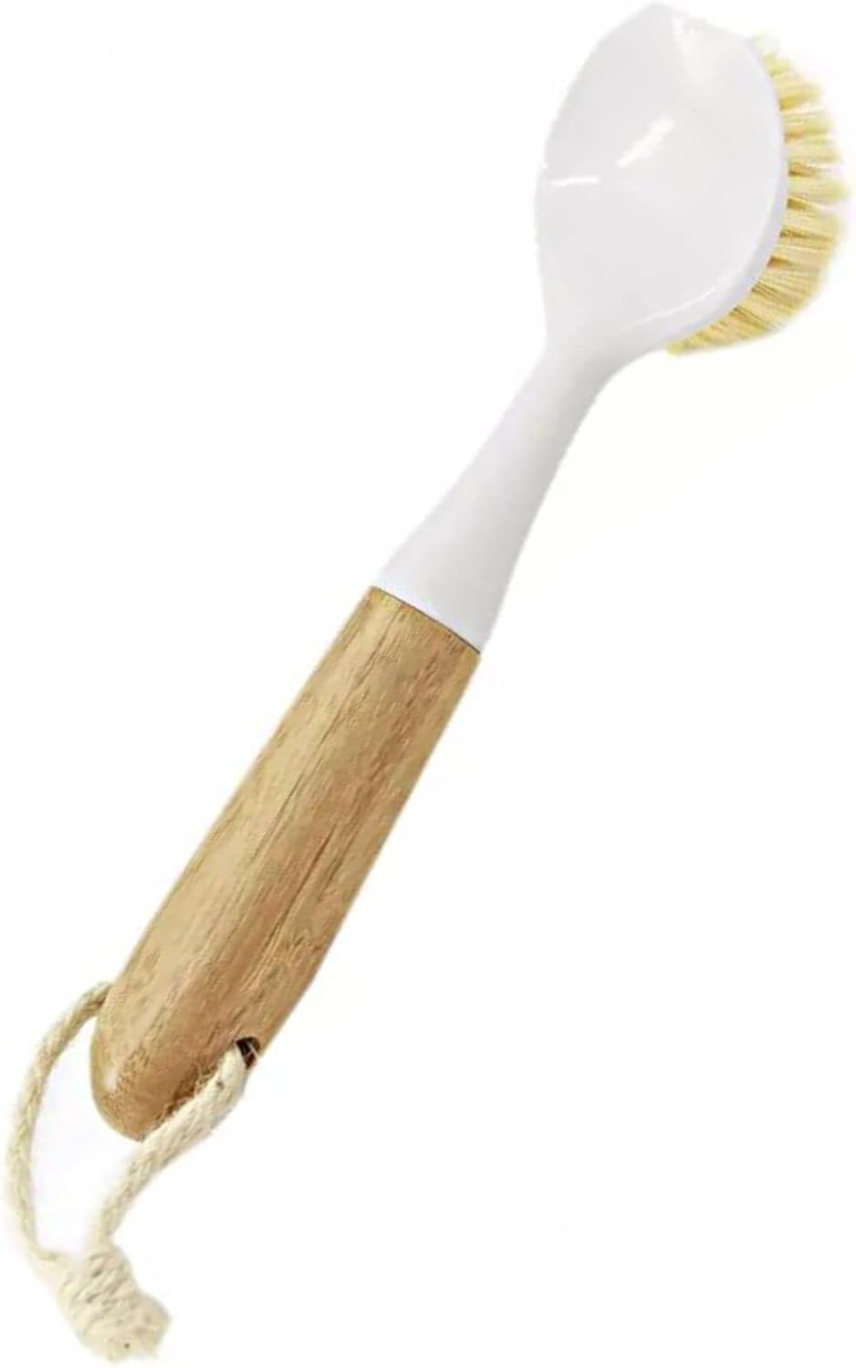 Cepillo de mango largo de bambú, cepillo para platos, ollas, sartenes, limpieza de fregadero de cocina