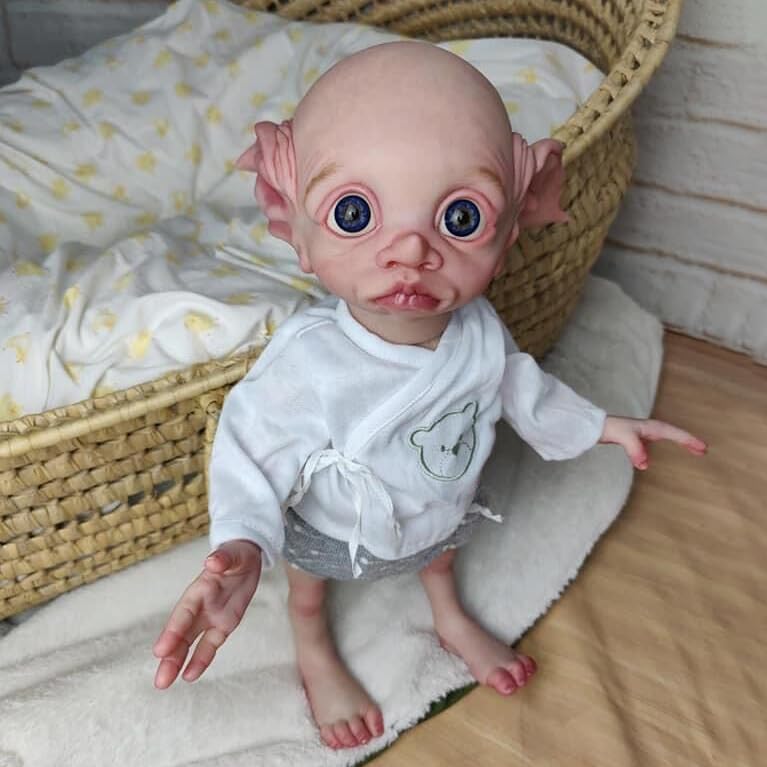 Anano Muñeco de elfo Reborn de la vida real, de 17 pulgadas, muñecas de bebé de hadas realistas que parecen elfos reales, mini elfo de silicona,