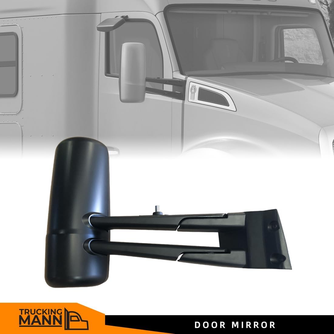 Espejo lateral de repuesto para Kenworth T680 T880 W990 con cubierta negra, lado derecho del pasajero para 2014 2015 2016 2017 2018 2019 2020 2021