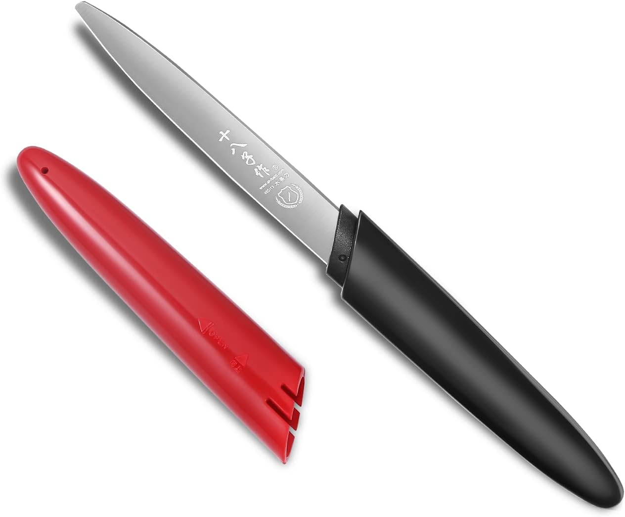 SHI BA ZI ZUO Pelador de cuchillos de frutas portátil de 3.6 pulgadas con funda para cortes precisos y precisos