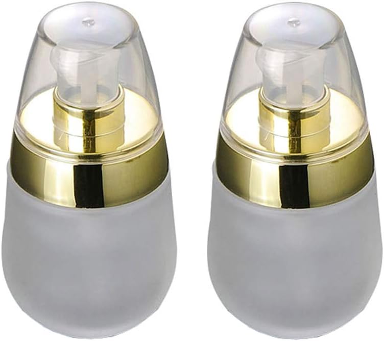 2 unids 1.0 fl oz 1oz envase de vidrio recargable vacío maquillaje cosmético crema facial loción bomba botellas frascos ollas, Claro