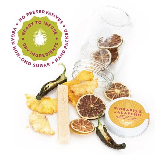 Camp Craft – Mezcla de cóctel – Piña jalapeño  Kit de infusión de mezcla de bebidas premium con frutas deshidratadas, hierbas y azúcar vegano