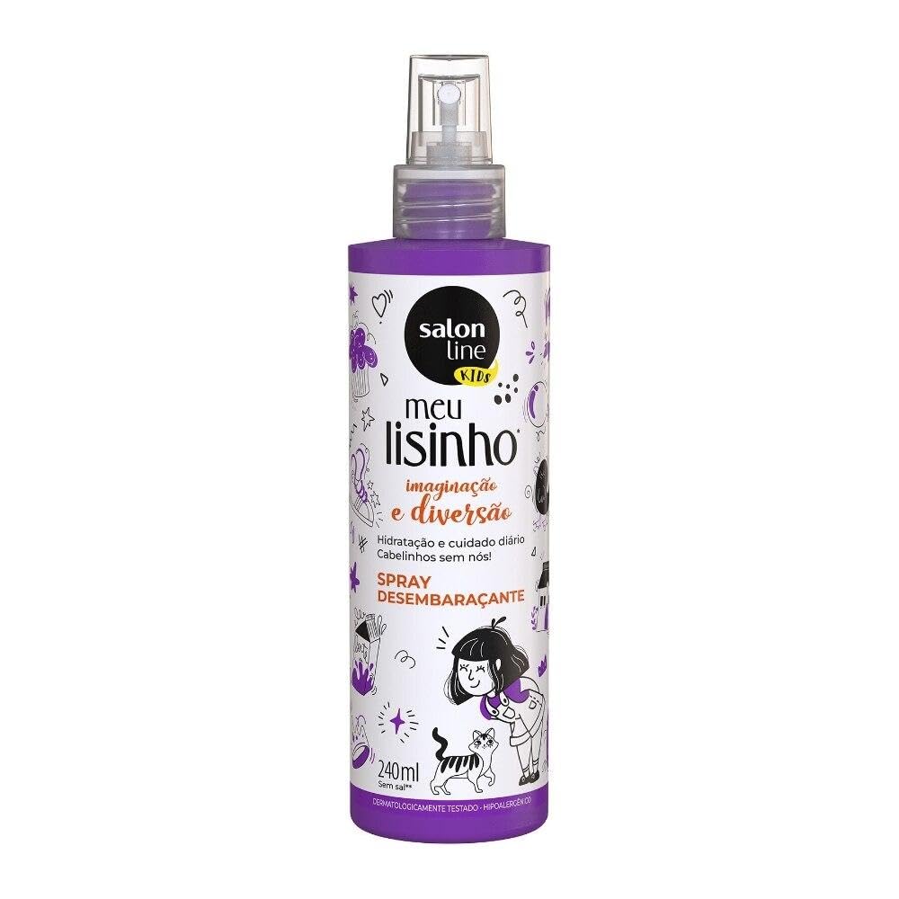 Salon Line – Linha Meu Liso (Niños) – Spray Desembaracante Imaginação e Diversao 240 Ml – Colección Mi Recta (Niños) – Espray desenredante 8.11 Fl