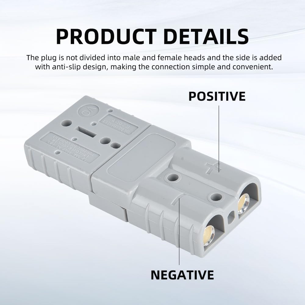 8 piezas 6-10 calibre Anderson conector conector 50A 12-36V batería conector rápido gris batería de desconexión rápida arnés de cable kit de enchufe
