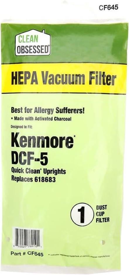 Clean Obsessed Filtro de repuesto diseñado para adaptarse al filtro de motor de vacío Kenmore DCF-5 81002 (dos filtros por paquete)