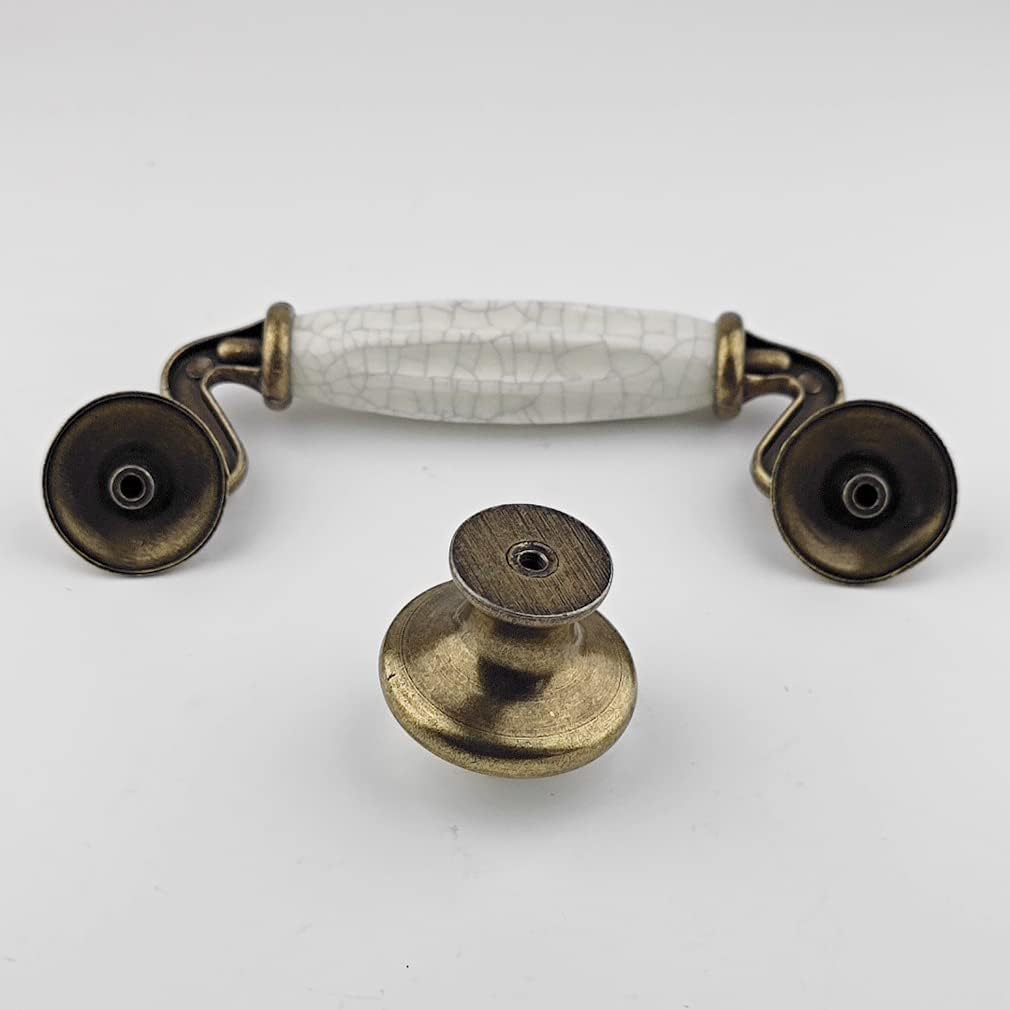 MuDuJia Paquete de 4 tiradores de cajón de cerámica de 4 12 pulgadas, tiradores de cajón de bronce antiguo para pomos de armario de cocina, 4.5