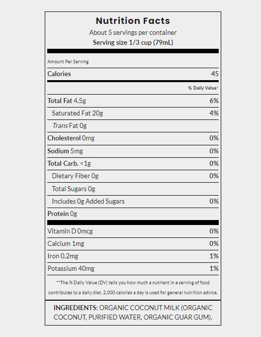 KA-ME Leche de coco orgánica Lite  40% menos de grasa  Ideal para recetas tailandesas y del sudeste asiático  Vegana, orgánica USDA, sin gluten,