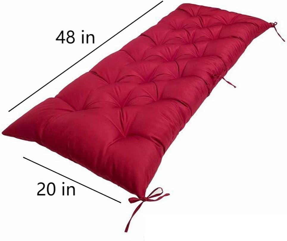 Cojín de banco impermeable para exteriores, 48 x 20 pulgadas, cojín oscilante para muebles de patio, cojines de 3 plazas, para jardín, muebles de