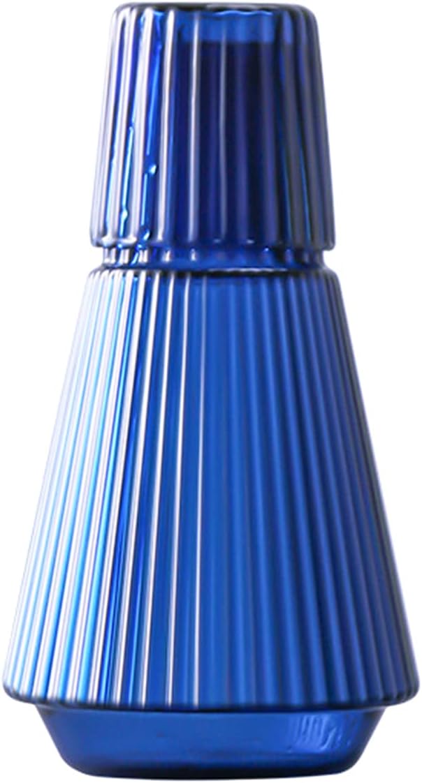 Sizikato Jarra de agua clásica de 30 onzas de vidrio a rayas con vaso de cristal.