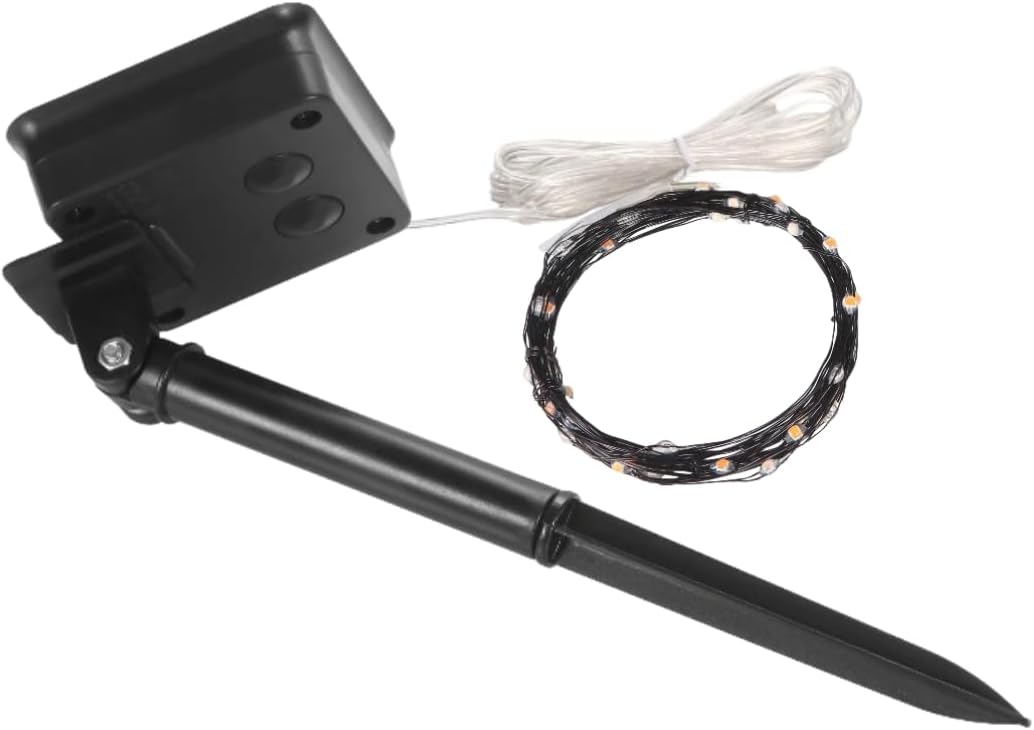 Pequeñas luces espeluznantes para jardín, mini tira de luces solares de Halloween para jardín, cable de cobre negro, luces naranjas y moradas, 15
