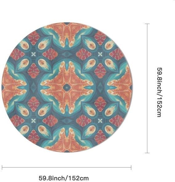 Mantel redondo de mandala bohemio de 60 pulgadas, colorido indio, bohemio, arte rústico, moderno, impermeable, reutilizable, para picnic, fiesta,