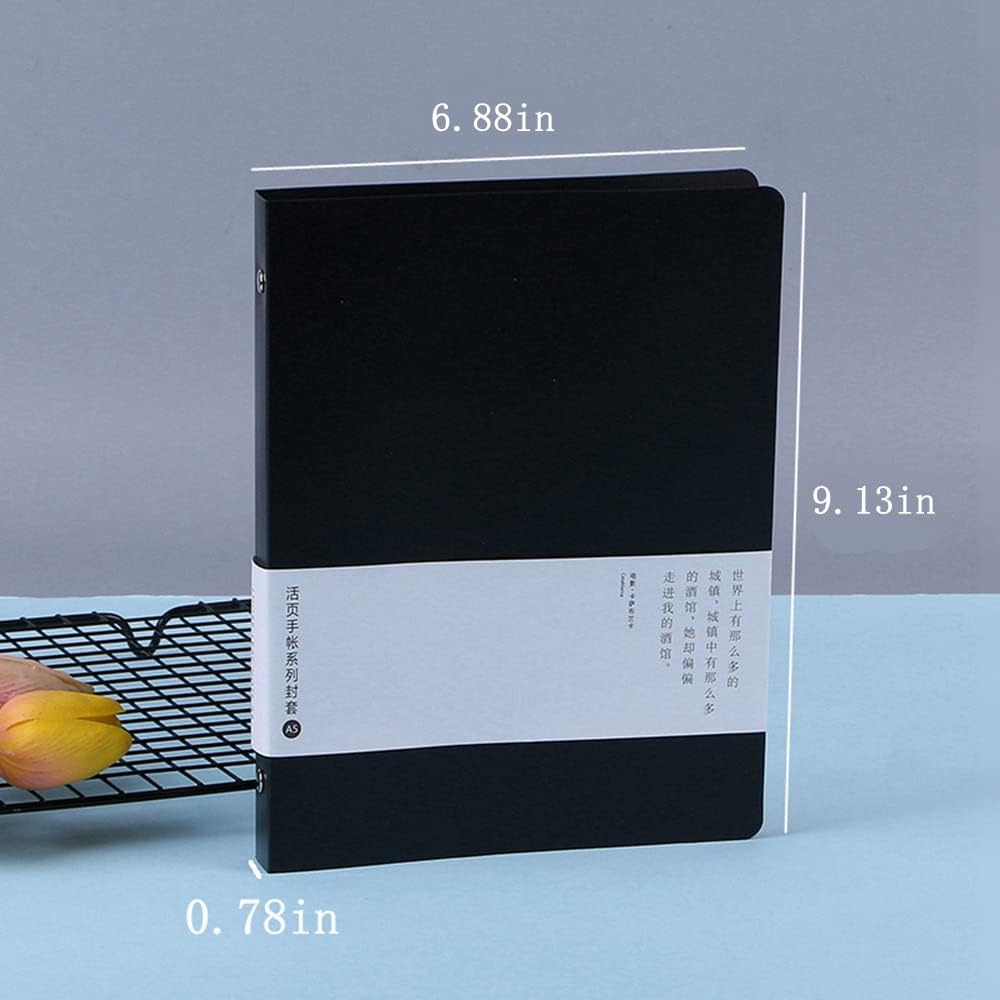 Carpeta A5 PP con 6 anillas rellenable, 6 anillas, con capacidad para papel de 5.7 x 8.27 pulgadas, anillo de 0.7 pulgadas, paquete de 3 unidades