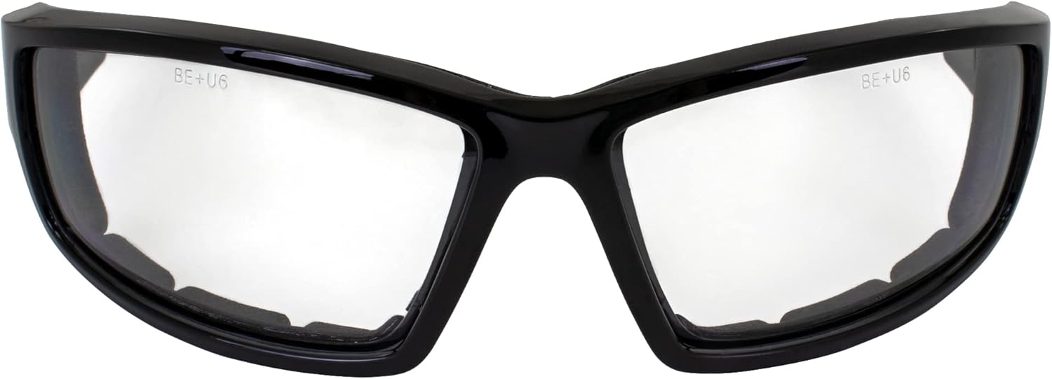 Birdz Gafas de sol Swoop antiniebla acolchadas para motocicleta, marco negro con lente amarilla