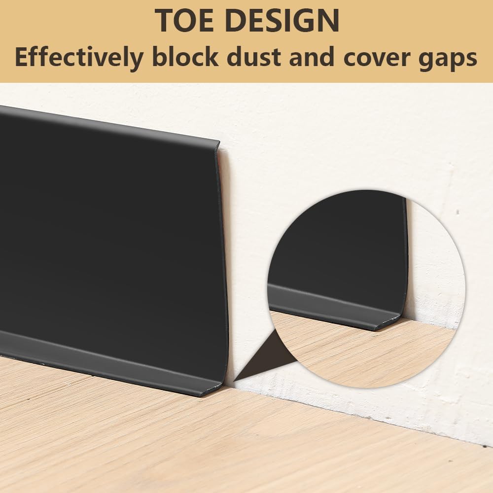 Moldura flexible para zócalo, base de pared de vinilo de diseño autoadhesivo, moldura de goma para despegar y pegar, 4 pulgadas de ancho x 20 pies