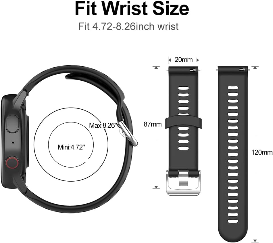 Anuoli Correa de repuesto compatible con Garmin Forerunner 245, 0.78 pulgadas para Galaxy Watch 55 Pro, Garmin Vivoactive 3 Forerunner 645245 Music