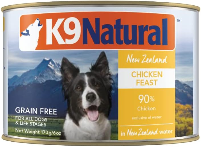 K9 Natural Alimento enlatado para perros sin BPA y sin gelatina, pollo, 6 onzas, paquete de 12