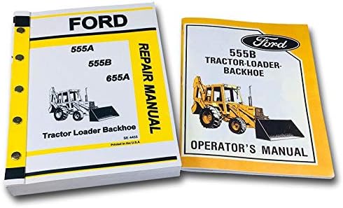 Manual Set para Ford 555B Tractor Cargador Retroexcavadora Propietarios Operadores Servicio Taller de Reparación