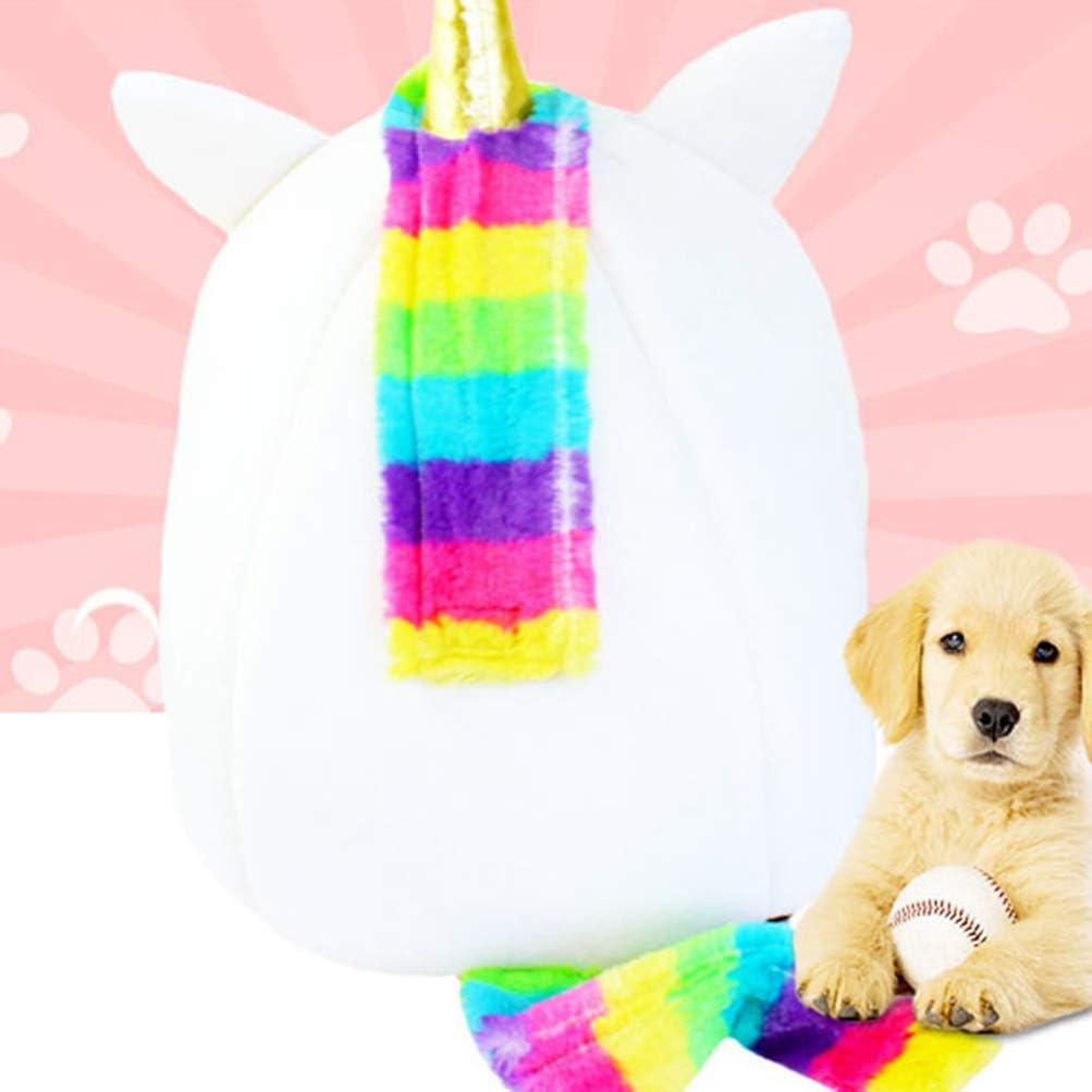 Hemobllo Cama para animales pequeños, cama suave y cálida para mascotas para invierno, linda tienda de campaña de unicornio, perro, gato, cama para