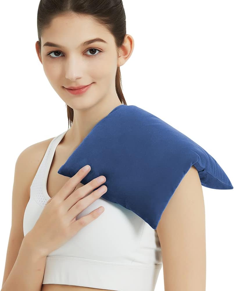 Almohadilla térmica para microondas con funda lavable, 8 x 12 pulgadas, almohadilla térmica multiusos para microondas para cuello y hombros, bolsa