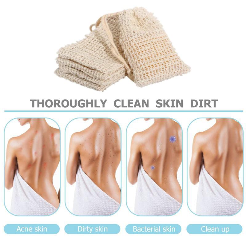 15 bolsas ahorradoras de jabón natural de sisal exfoliante bolsa de jabón con cordón para ducha y baño, 5.5 x 3.5 pulgadas