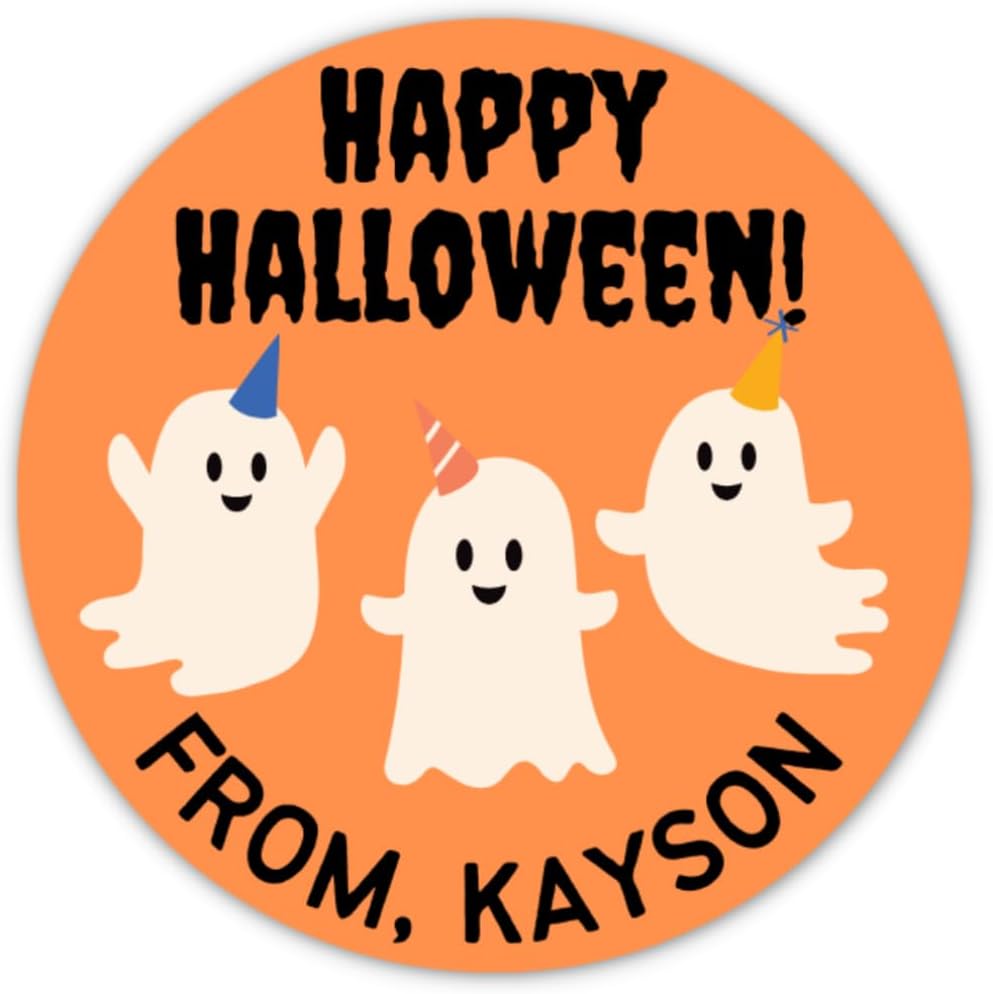 40 calcomanías personalizadas de Halloween para niños, etiquetas personalizadas para regalos de fiesta de clase escolar, hojas de etiquetas de