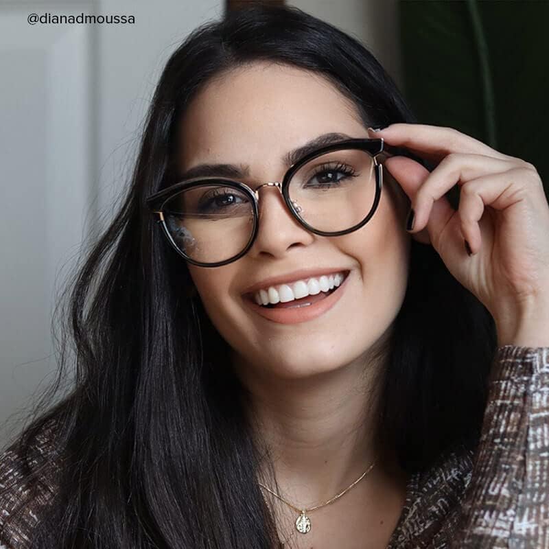VOOGLAM Gafas de bloqueo de luz azul ojo de gato para mujer, gafas antirrayos UV, gafas retro