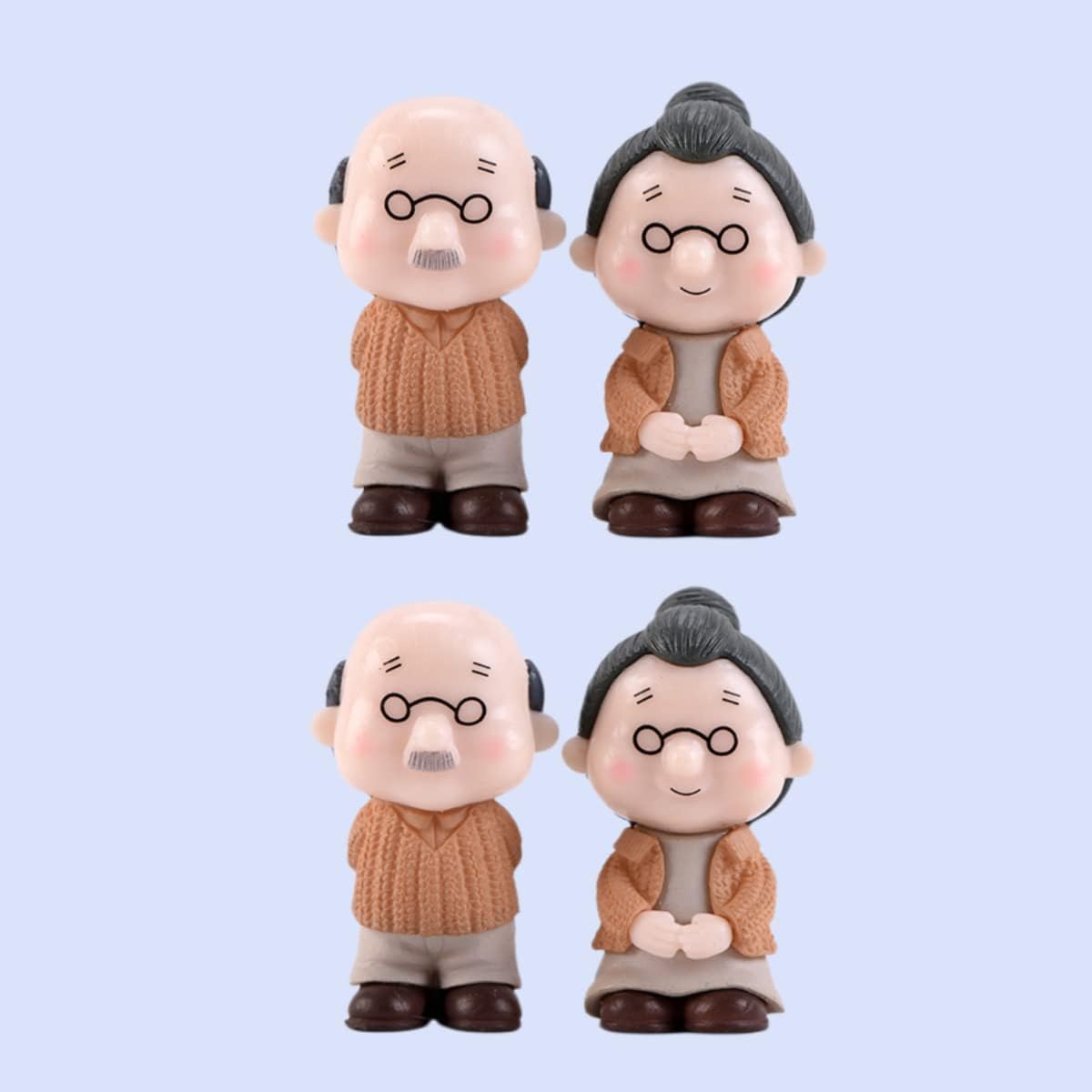 Paquete de 4 figuras de abuelo y abuela, pareja de ancianos, resina, abuelo, marido, esposa, estatua de abuelos, padres, figura para regalo en
