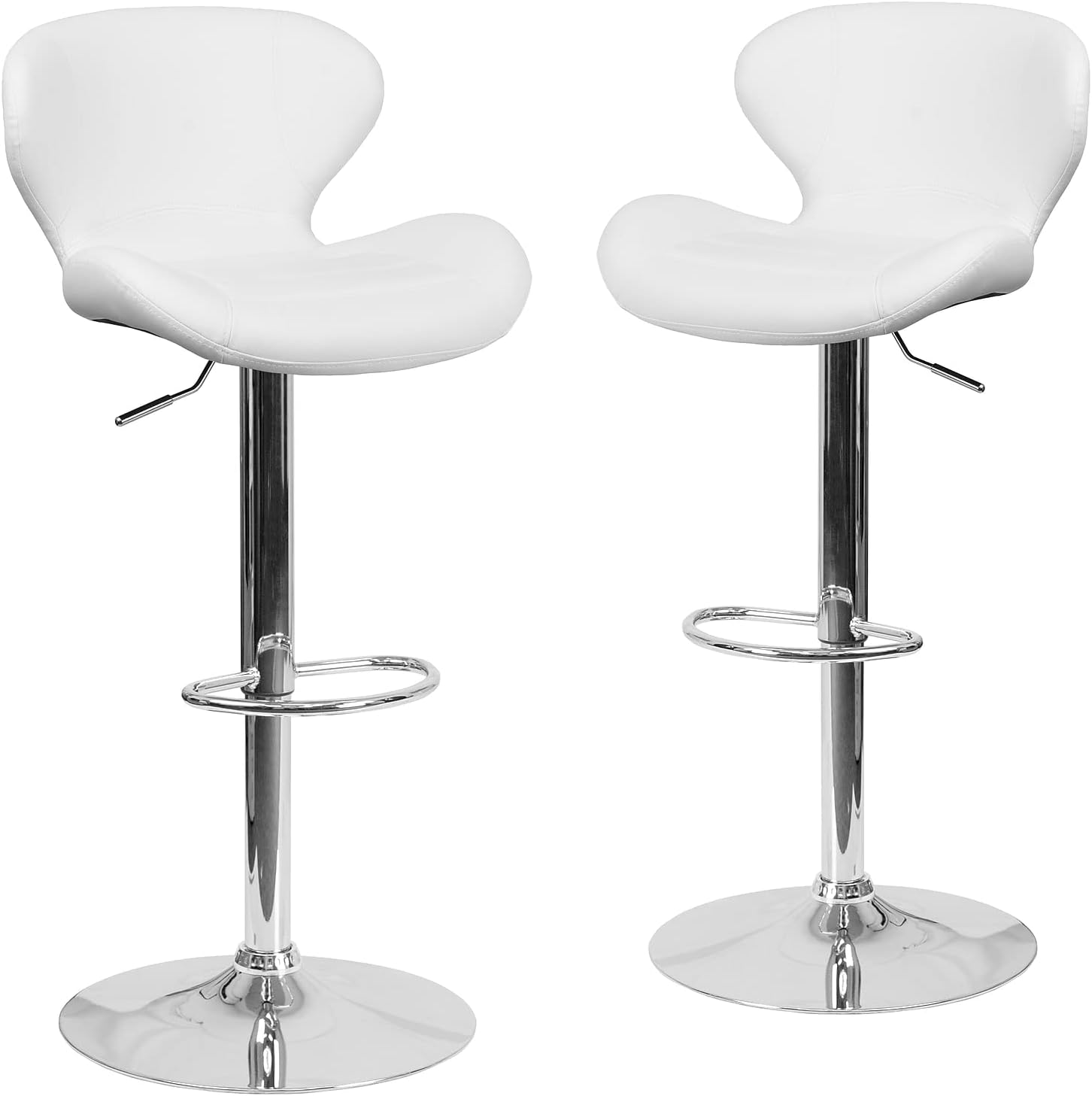 Flash Furniture Contemporáneo vinilo negro Altura Ajustable Taburete con Base Cromada, Vinilo, Blanco (White Vinyl)