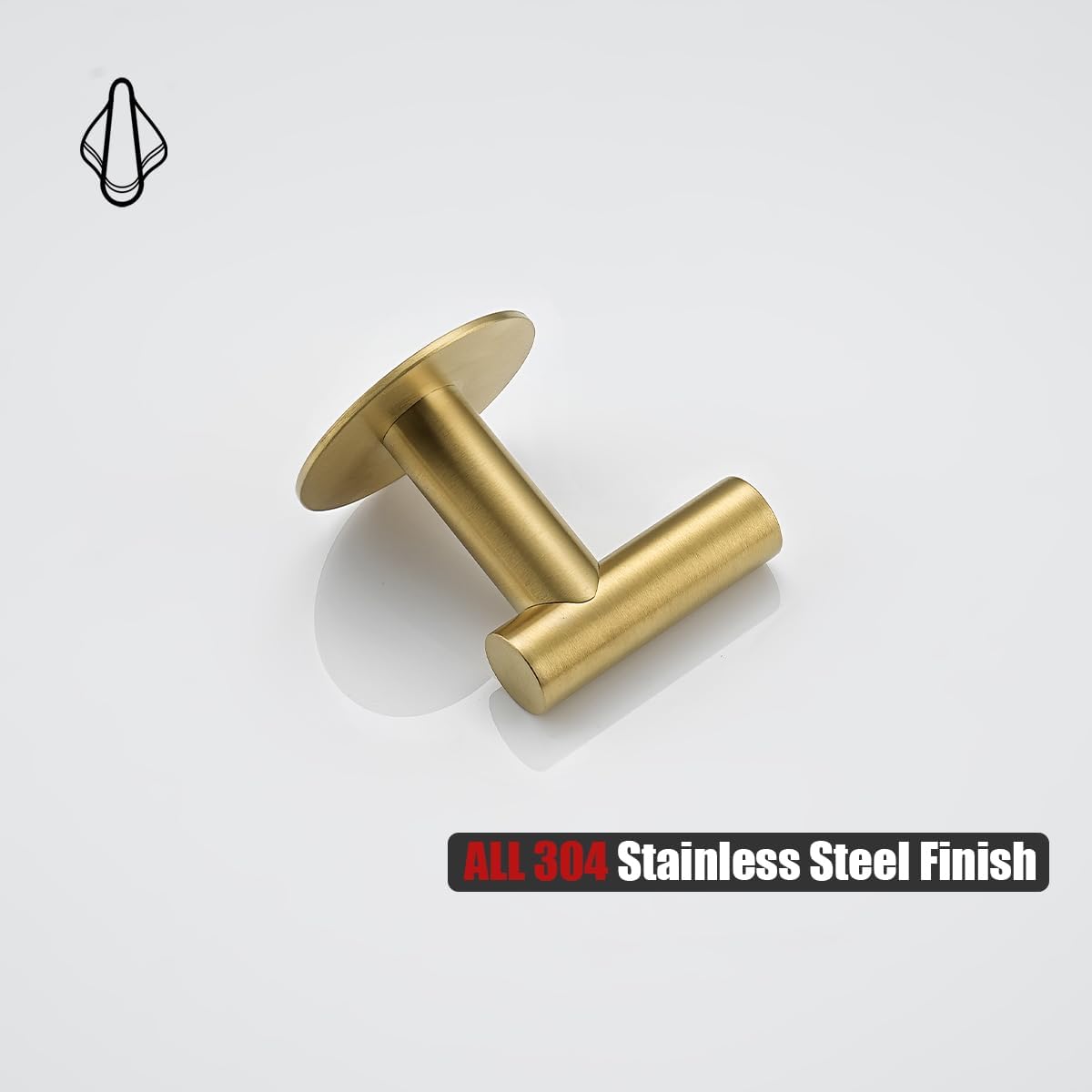 JQK ATH110-BG-P2 – Gancho de pared autoadhesivo para toallas, color dorado, sin taladro, para baño, cocina, garaje, paquete de 2 unidades, acero