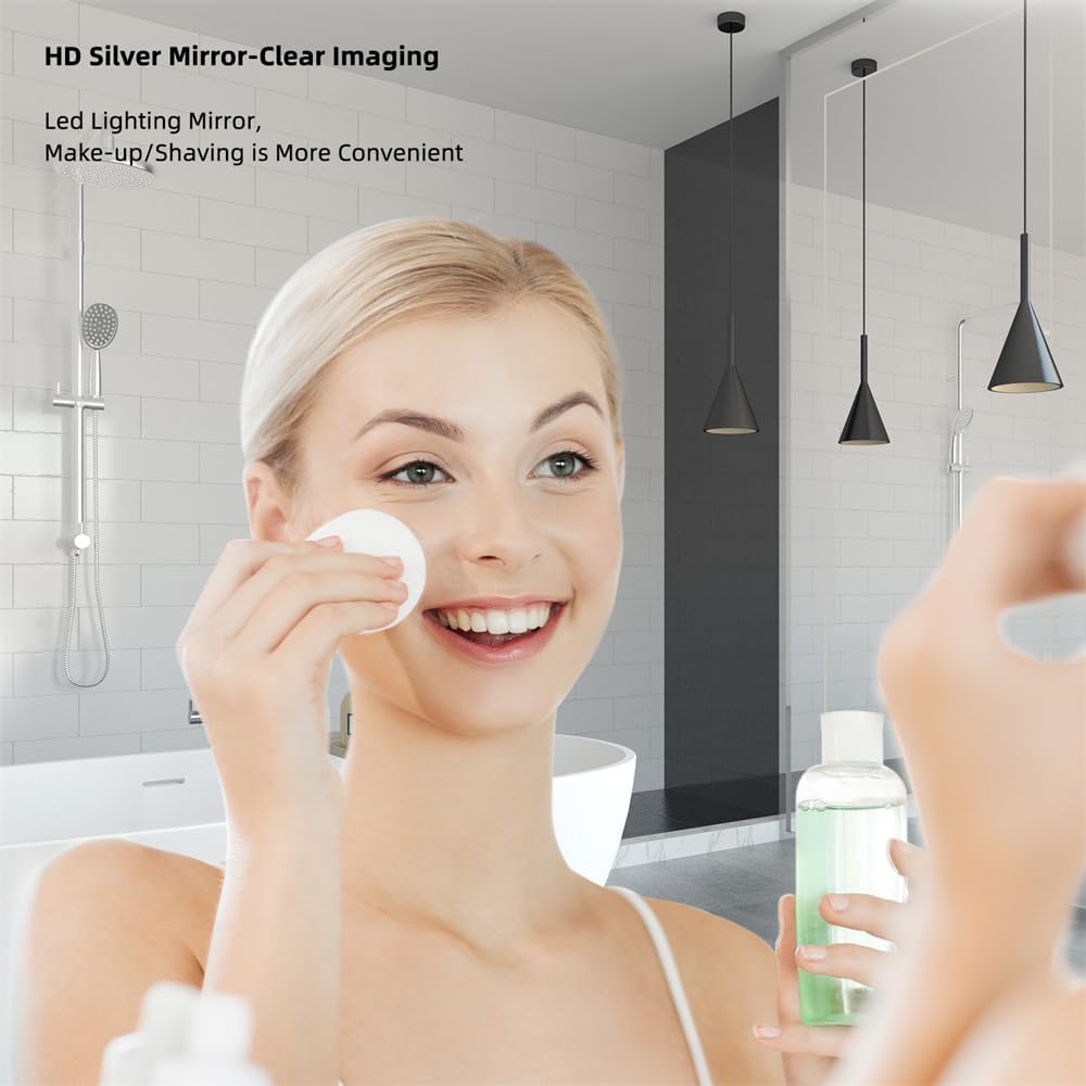 Espejo de baño LED de 40 x 30 pulgadas, espejo de tocador antivaho montado en la pared, espejo de maquillaje LED regulable con luces