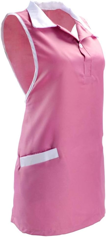 Surrui Peluquero Peluquero Delantales con Bolsillos Peluquero Delantal Camarera Sin Mangas Chaleco Ropa de Trabajo Rosa, Rosado