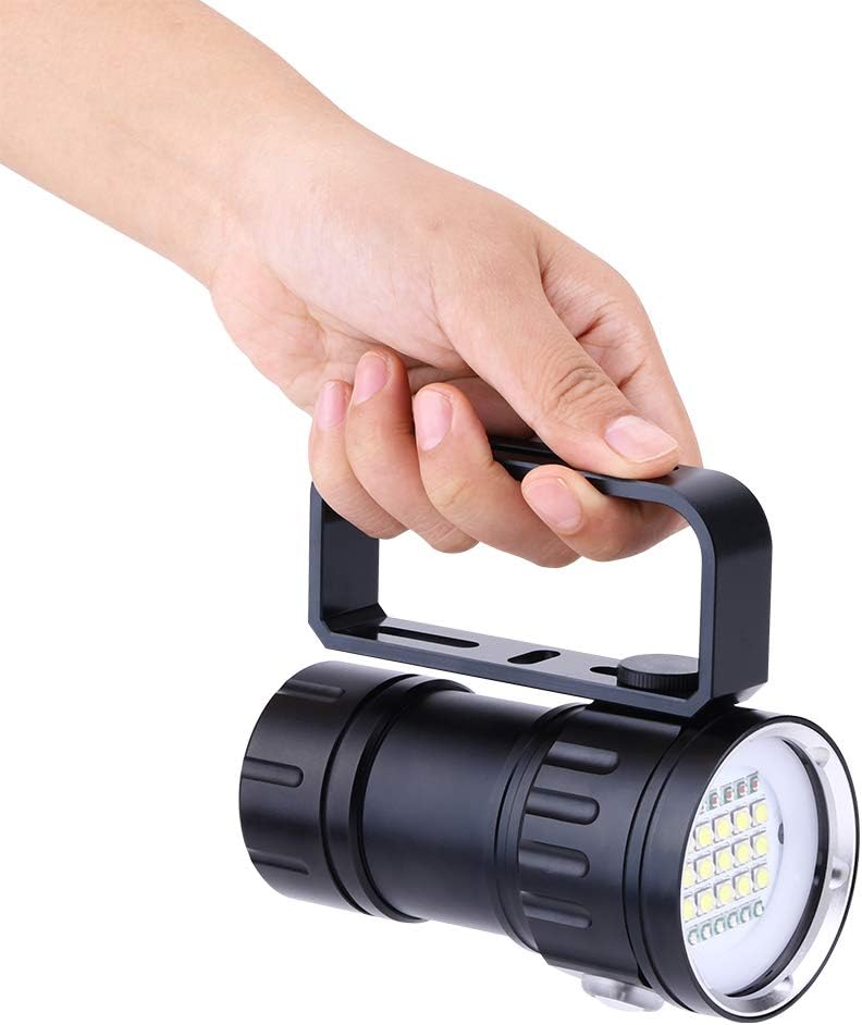 Linterna de buceo, luz de buceo, 180W 18000 lúmenes IPX8 Equipo de buceo impermeable, 984.3 ft a 1,640.4 ft de luz de buceo con 3 luces y 7 modos,