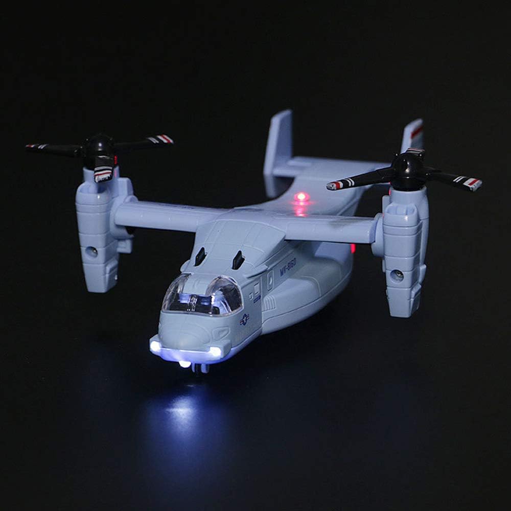 Ailejia Avión de metal MV-22 Militar Osprey Transporte Helicóptero Juguete Cargo Avión Modelo Avión Ejército con Juguetes de combate de tracción